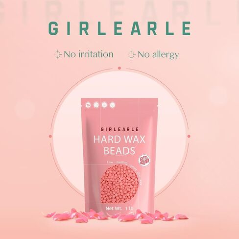 Hard Wax Beads, 1lb Wax Beans for Hair Removal Sensitive Skin with Rose Formula, Perfect for Full Body, Facial, Brazilian Bikini, and Legs at Home Wax Refill for Women Men (pink) in Saudi Arabia