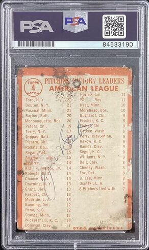 y Ford موقعة 1964 Topps # 4 بطاقة البيسبول Pascual Bouton Auto HOF PSA/DNA - بطاقات البيسبول الموقعة in Saudi Arabia