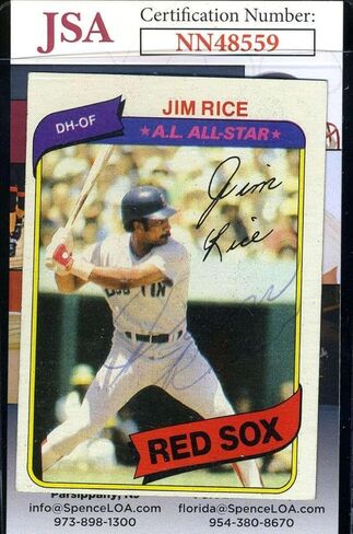 Jim Rice JSA Coa Signed 1980 Topps Autograph - Baseball Slabbed Autographed Cards in Saudi Arabia