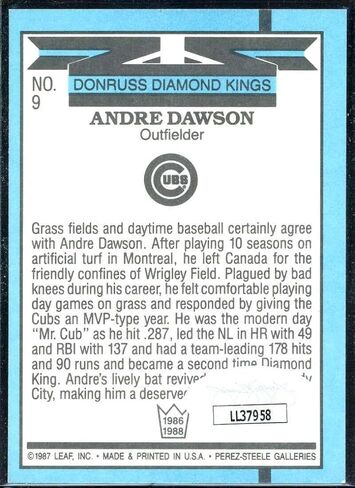Andre Dawson DK Card 1988 Donruss #9 Signed COA JSA - Baseball Slabbed Autographed Cards in Saudi Arabia