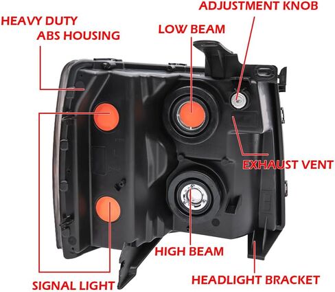LED DRL الأمامي المصابيح الأمامية مصابيح أمامية متوافقة مع Chevy Silverado 1500 2007-2013/2500 3500 & HD Models 2007-2014 ((LED Type Smoky Lens Black Housing Reflector) 22853027 ، 22853028 ، Pair. in Saudi Arabia