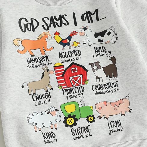 Nyapruwe Infant Baby Boy Fall Outfit Funny Print Long Sleeve Sweatshirt Joggers Pants Set Toddler Warm Winter Clothes in Kuwait