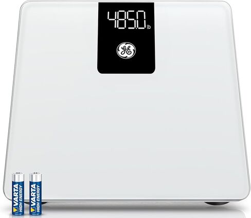 مقياس وزن الجسم من GE: مقياس وزن الجسم الرقمي بسعة 500 رطل، موازين وزن ذكية لمؤشر كتلة الجسم للأشخاص، ميزان وزن إلكتروني دقيق يعمل بتقنية البلوتوث مع شاشة LED ساطعة باللون الأسود in Kuwait