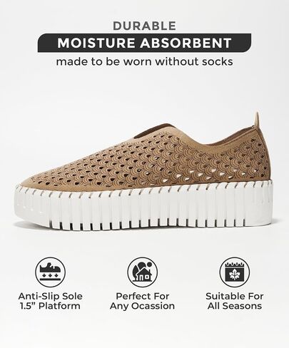 Project Cloud Platform Loafers for Women - Lightweight Spring Shoes for Women - Slip-On Casual Shoes - Non Slip Fashion Sneakers - Leather Insole Womens Footwear (Daffodil, Black, 6.5) in Saudi Arabia