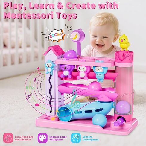 Hammer Montessori Toddler Toys, Interactive Musical Toy for 1-2 Year Old Boys & Girls,STEM Educational Toy with English & Spanish, for Ages 6-9,9-12,12-18,18-24+ Months in Kuwait