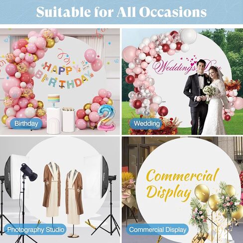 8ft circle Arch Backdrop Stand for Fories ، round Balloon Arch Stand Stand مع قاعدة ، أقواس الزفاف الذهبية المعدنية ، إطار ثقيل للاحتفال باحتفال استحمام الطفل جنس الحفلات. in Kuwait