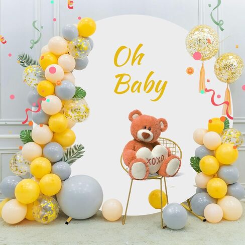 8ft circle Arch Backdrop Stand for Fories ، round Balloon Arch Stand Stand مع قاعدة ، أقواس الزفاف الذهبية المعدنية ، إطار ثقيل للاحتفال باحتفال استحمام الطفل جنس الحفلات. in Kuwait