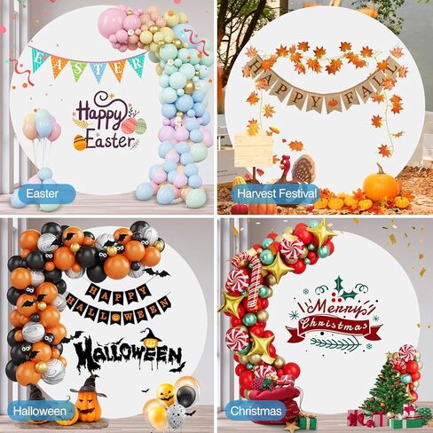 8ft circle Arch Backdrop Stand for Fories ، round Balloon Arch Stand Stand مع قاعدة ، أقواس الزفاف الذهبية المعدنية ، إطار ثقيل للاحتفال باحتفال استحمام الطفل جنس الحفلات. in Kuwait