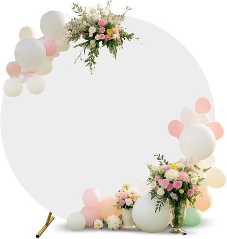 8ft circle Arch Backdrop Stand for Fories ، round Balloon Arch Stand Stand مع قاعدة ، أقواس الزفاف الذهبية المعدنية ، إطار ثقيل للاحتفال باحتفال استحمام الطفل جنس الحفلات. in Kuwait