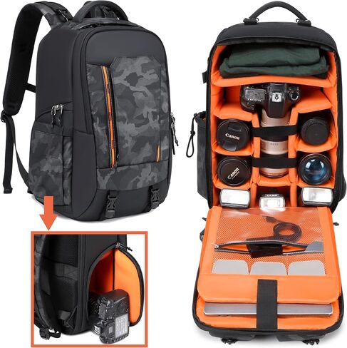Camera backpack photographer, waterproof large DSLR camera backpacks for photographers large with 16-Inch Laptop Compartment, black backpack Fits drone in Kuwait