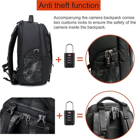 Camera backpack photographer, waterproof large DSLR camera backpacks for photographers large with 16-Inch Laptop Compartment, black backpack Fits drone in Kuwait