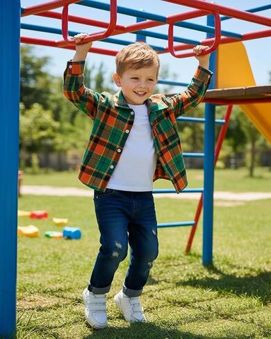 Renotemy Toddler Boy Clothes Fall Winter Outfits 3Pcs Fashion Flannel Shirts Ripped Jeans Pants Kids Boys Clothing Sets in Saudi Arabia