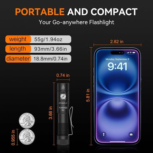 S21X Mini EDC Flashlight Rechargeable with Clip, 880 Lumens Super Bright AA Pocket Flashlight, Tactical Tail Switch & Magnet, 5 Mode Compact Light for Emergency, Outdoor, Camping(Green) in Saudi Arabia