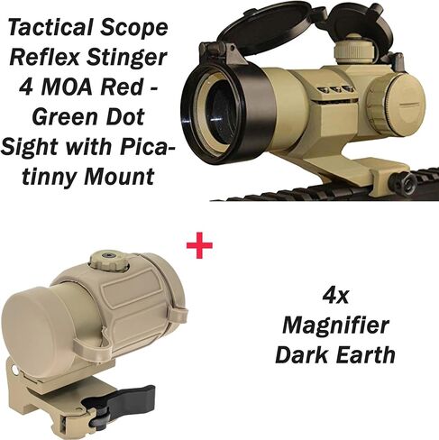 المنظار التكتيكي Reflex Stinger 4 MOA Red - Green Dot Sight مع حامل Picatinny in Kuwait
