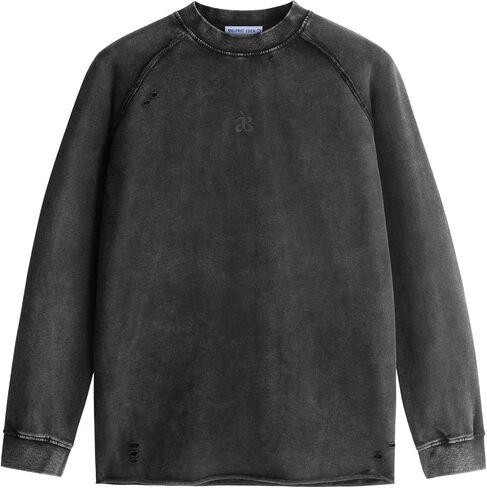 Aelfric Eden Acid Wash Sweatshirt Crewneck Oversized Sweatshirts Vintage Casual Solid Long Sleeve Pullover Tops in Saudi Arabia