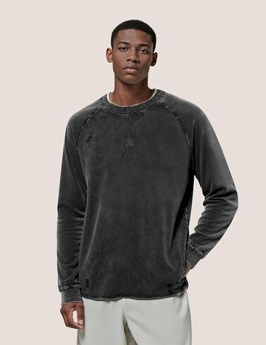 Aelfric Eden Acid Wash Sweatshirt Crewneck Oversized Sweatshirts Vintage Casual Solid Long Sleeve Pullover Tops in Saudi Arabia