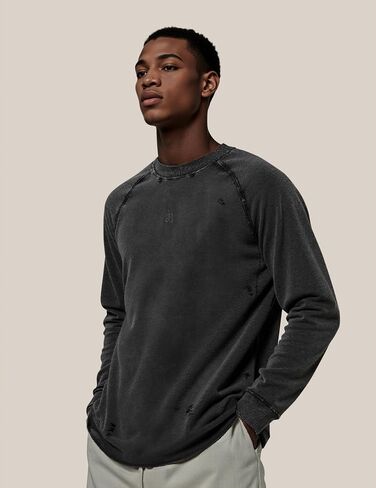 Aelfric Eden Acid Wash Sweatshirt Crewneck Oversized Sweatshirts Vintage Casual Solid Long Sleeve Pullover Tops in Saudi Arabia