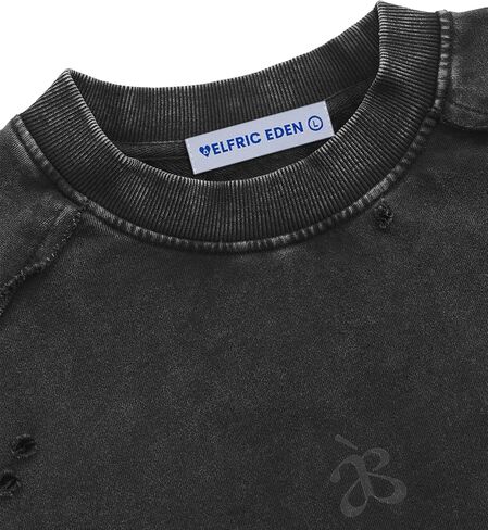 Aelfric Eden Acid Wash Sweatshirt Crewneck Oversized Sweatshirts Vintage Casual Solid Long Sleeve Pullover Tops in Saudi Arabia