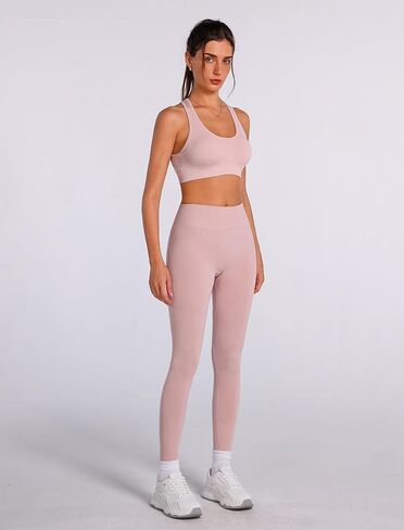 Womens Matching Workout Sets 2 Piece Yoga Outfits with Sports Bra Leggings Gym Athletic Clothing Sets in Kuwait