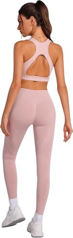 Womens Matching Workout Sets 2 Piece Yoga Outfits with Sports Bra Leggings Gym Athletic Clothing Sets in Kuwait