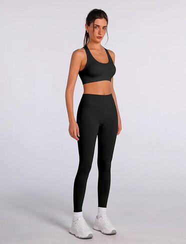 أطقم تمارين رياضية نسائية متطابقة مكونة من قطعتين من ملابس اليوغا مع حمالة صدر رياضية وسراويل ضيقة ومجموعات ملابس رياضية in Kuwait