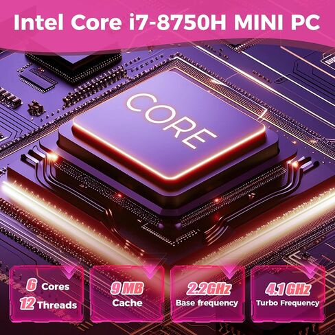 Mini Gaming PC ، Intel Core I7-8750H (8C/16T حتى 4.1 جيجا هرتز) ، GTX 1050 3G Graphics Mini Gaming Computer مع مصابيح RGB ، 16 جيجابايت DDR4 512GB SSD ، 2x HDMI + Type-C ، WIFI6 BT5.2 ، ورب 11 Pro PC. in Kuwait