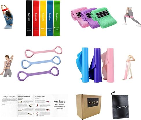 Resistance Band Set for Women, Loop Fabric Resistance Bands for Working Out, Figure 8 Resistance Band for Back, Flat Bands for Exercise for Physical Therapy, Strength Training in Saudi Arabia