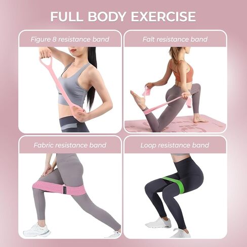 Resistance Band Set for Women, Loop Fabric Resistance Bands for Working Out, Figure 8 Resistance Band for Back, Flat Bands for Exercise for Physical Therapy, Strength Training in Saudi Arabia