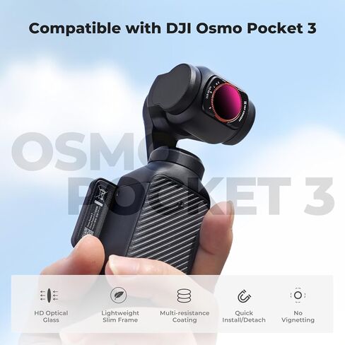 K&F Concept K-Series CPL ND Filter Kit Compatible with DJI OSMO Pocket 3 Creator Combo Accessories, CPL ND16 ND64 ND256 Magnetic Action Camera Neutral Density Polarising Filters HD Optical Glass in Saudi Arabia
