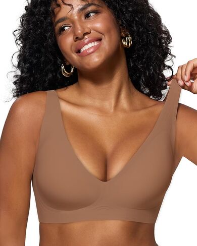 Bras for Women Deep V Seamless Wireless Support Lift No Underwire Plunge Bralettes Full Coverage Push Up Bra in Kuwait