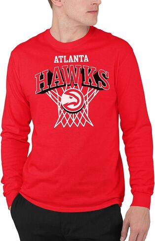 Junk Food NBA Mens Atlanta Hawks Nothing But Net - تي شيرت NBA للبالغين بأكمام طويلة للرجال والنساء in Saudi Arabia