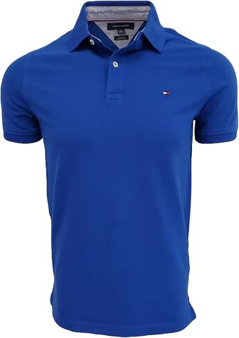 Tommy Hilfiger Mens Slim Fit Tip Pique Cotton Three Button Button Polo Shirt ، (متوسط ، نيلي باهت) in Kuwait
