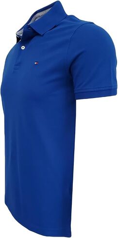 Tommy Hilfiger Mens Slim Fit Tip Pique Cotton Three Button Button Polo Shirt ، (متوسط ، نيلي باهت) in Kuwait