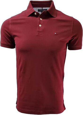 Tommy Hilfiger Mens Slim Fit Tip Pique Cotton Three Button Button Polo Shirt ، (متوسط ، نيلي باهت) in Kuwait