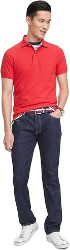 Tommy Hilfiger Mens Slim Fit Tip Pique Cotton Three Button Button Polo Shirt ، (متوسط ، نيلي باهت) in Kuwait