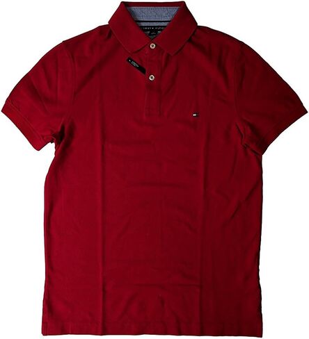 Tommy Hilfiger Mens Slim Fit Tip Pique Cotton Three Button Button Polo Shirt ، (متوسط ، نيلي باهت) in Kuwait