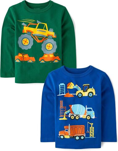 The Children's Place,Baby Boys,and Toddler Assorted Everyday Long Sleeve Graphic T-Shirts,Multipacks,Handsome/Trouble 2-Pack,5 Years in Saudi Arabia