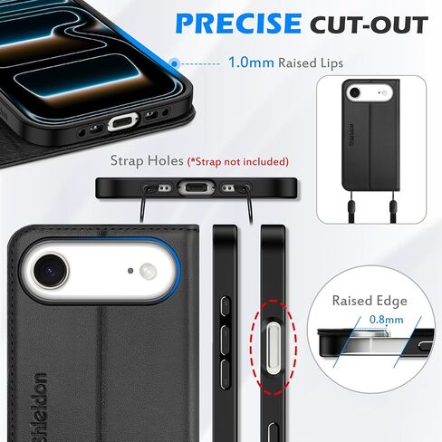 حالة محفظة جلدية حقيقية متوفرة مع iPhone Air 5G 6.5 بوصة 2025 | RFID حظر حامل بطاقة الائتمان | قلب الغطاء المغناطيسي | كيكستاند | صدمة absorbent | TPU قذيفة داخلية | أسود in Kuwait