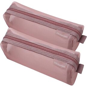 Mesh Cosmetic Bag Portable Clear Makeup Bags Mesh Zipper Pouch for Home Office Travel Accessories Organizer (2PCS Black & Grey) in Saudi Arabia