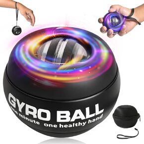 Gyroball Loop Black Case Wrist Trainer Ball Auto Start 5 Level Resistance/Light Control Gyroscopic Forearm Trainer for Strengthening Arms Fingers Wrist in Saudi Arabia