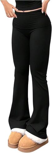 3 Piece Women's Flare Leggings High Waisted Tummy Control Yoga Pants Black Bootcut Wide Leg Leggings Workout Pants in Saudi Arabia