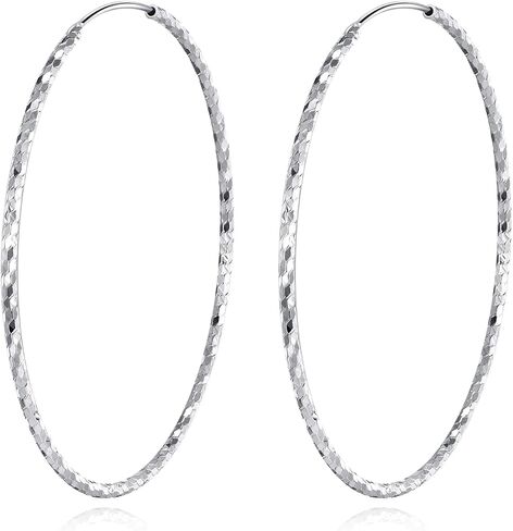 925 Sterling Silver Hoop أقراط دائرة كبيرة لا نهاية لها أقراط للنساء 40 مم 50 مم 60 مم in Saudi Arabia