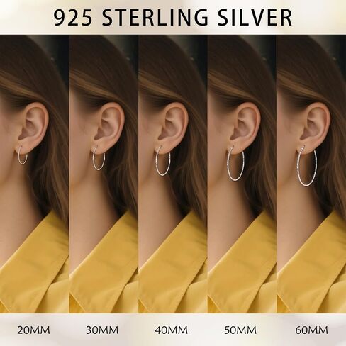 925 Sterling Silver Hoop أقراط دائرة كبيرة لا نهاية لها أقراط للنساء 40 مم 50 مم 60 مم in Saudi Arabia