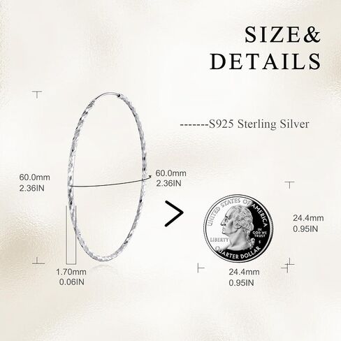 925 Sterling Silver Hoop أقراط دائرة كبيرة لا نهاية لها أقراط للنساء 40 مم 50 مم 60 مم in Saudi Arabia