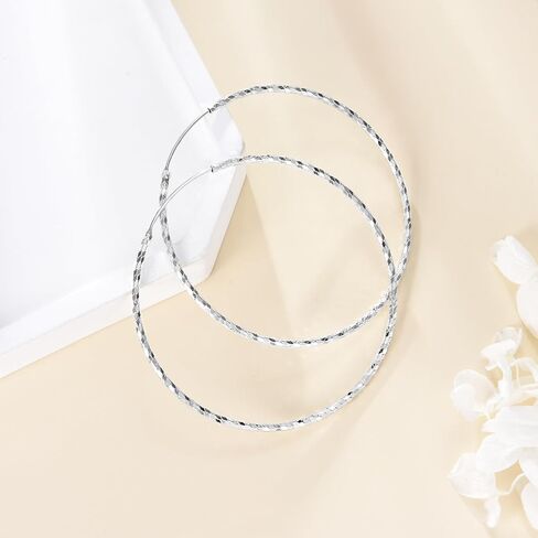 925 Sterling Silver Hoop أقراط دائرة كبيرة لا نهاية لها أقراط للنساء 40 مم 50 مم 60 مم in Saudi Arabia