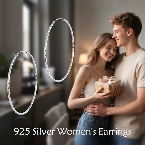 925 Sterling Silver Hoop أقراط دائرة كبيرة لا نهاية لها أقراط للنساء 40 مم 50 مم 60 مم in Saudi Arabia