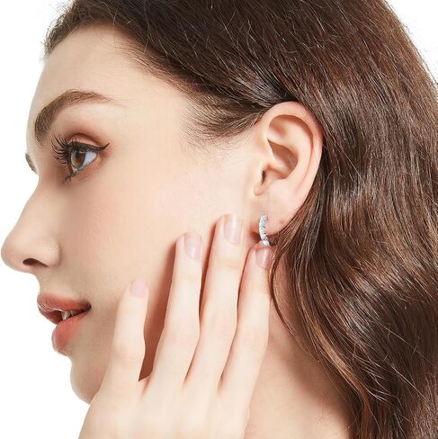 Moissanite Hoop Earrings for Women D Color VVS1,Sterling Silver Small Huggie Earrings,14K Gold Plated Wedding Earrings in Saudi Arabia