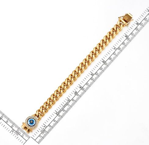 Coolsteelandbeyond Men Men Steel Cupan Bracelet مع CZ Blue Evil Eye ، Class Curb Box Clasp ، راكب الدراجة النارية in Kuwait