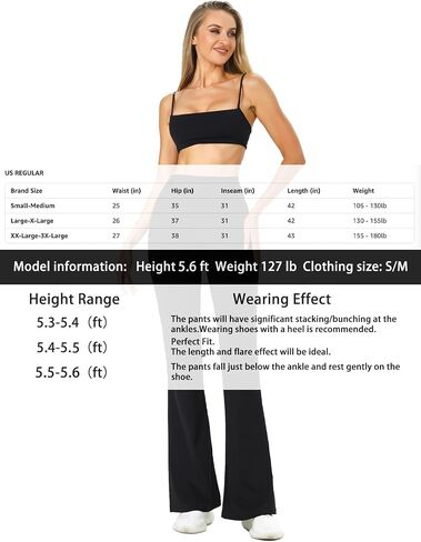 High Waisted Tummy Control Flare Leggings for Women Black Thermal Bootcut Yoga Pants Casual Sweatpants with Pockets in Saudi Arabia