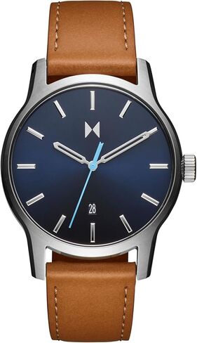 MVMT Classic II Men's 3 Hand Quartz Watch, Leather Strap, Stainless Steel, Water Resistant up to 5ATM/50 Meters - Everyday Sport Wear for Him - 44mm in Kuwait